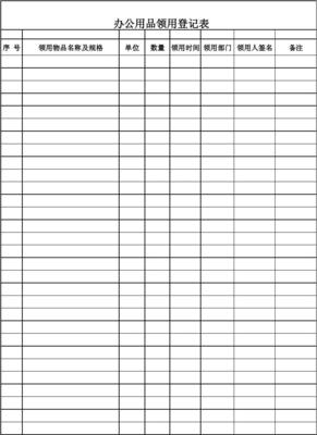 行政部办公用品领用登记表